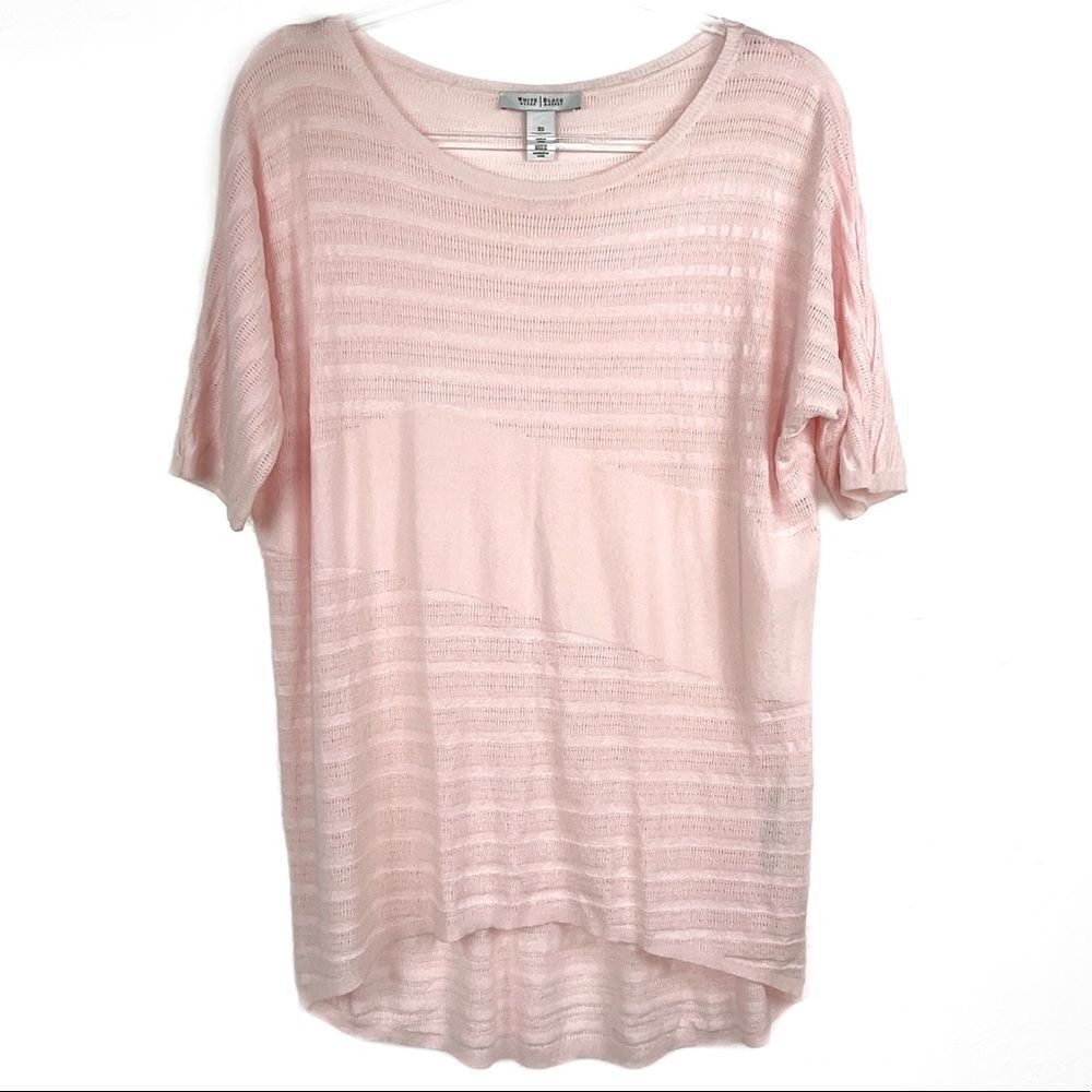 White House Black Market Pink Metallic Woven Short Sleeve Top XS